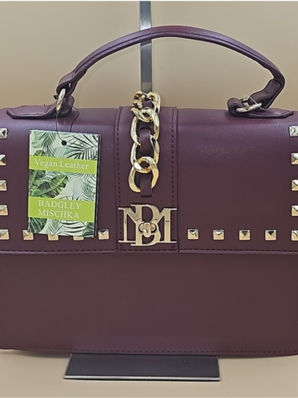 Badgley Mischka Top-Handle Satchel/Crossbody- Plum